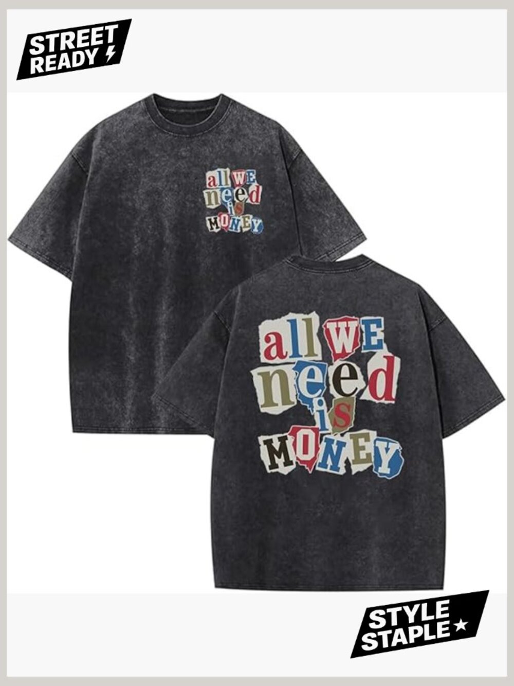 Vintage Y2K Oversized Graphic T-Shirt Streetwear Acid Wash Soft Cotton Tee